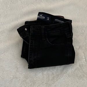 Hollister, black jeans with rips